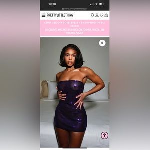 Purple Sheer Sequin Bandeau Bodycon Dress